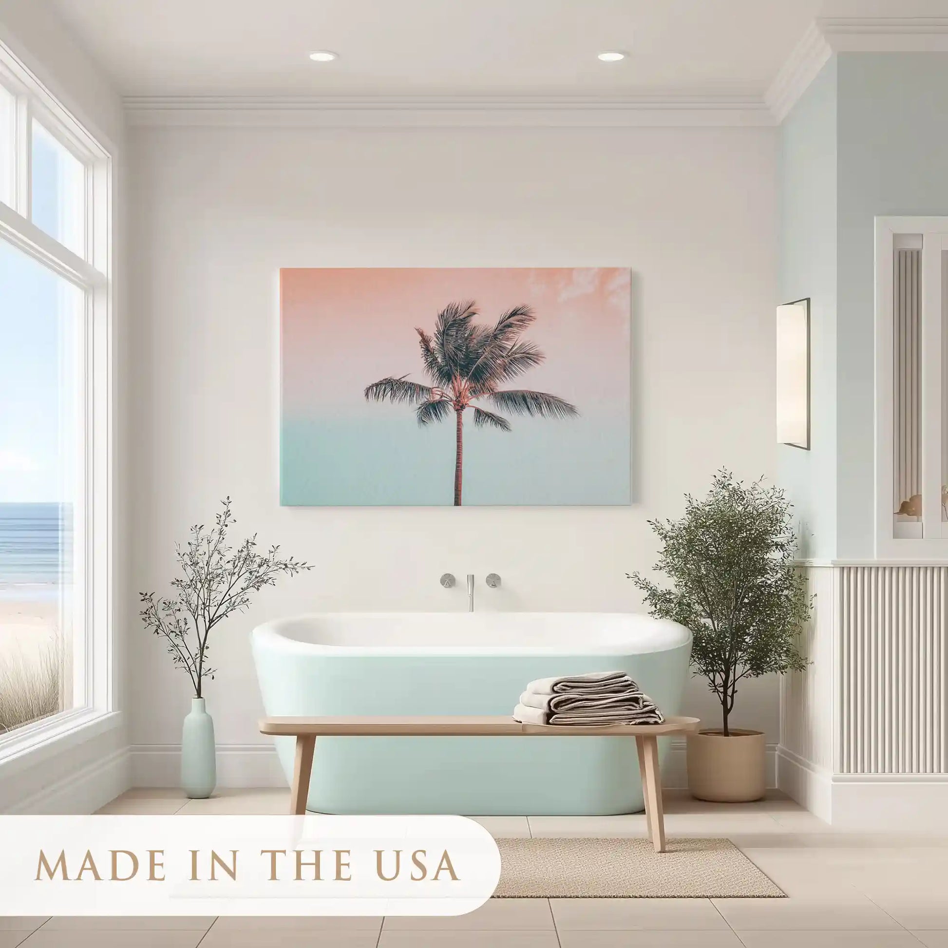 Peaceful palm tree painting adding tropical charm to modern interiors