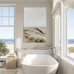 Serene coastal meadow painting enriching modern wall decor settings