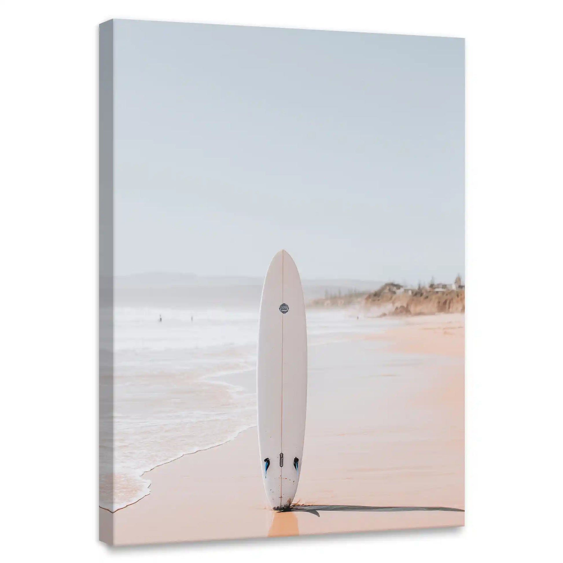 Minimalist surfboard canvas wall art for contemporary coastal living room