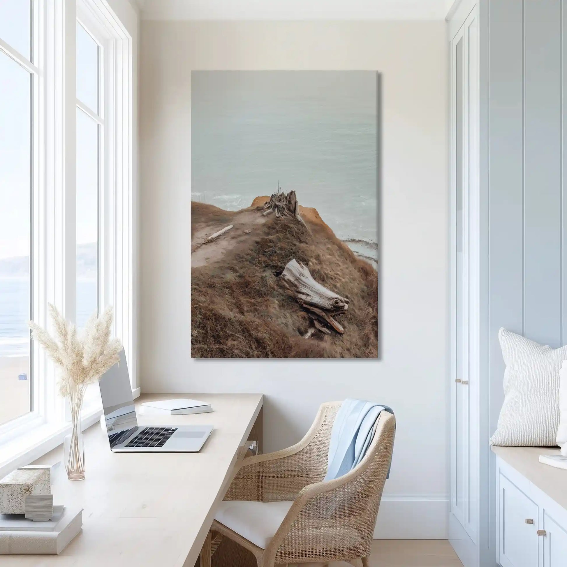 Extra large coastal driftwood canvas wall art showcasing rustic seaside textures for interiors