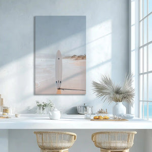 Light pastel beach wall decor adding a serene touch to dining room walls