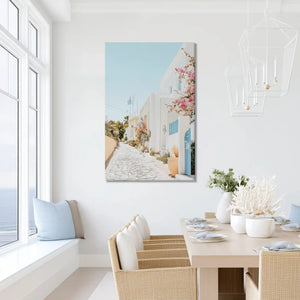 Oversized Greek street scene canvas wall art for bedroom tranquility