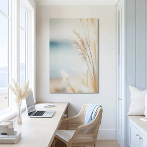 Muted coastal seagrass canvas print adding warmth to modern spaces