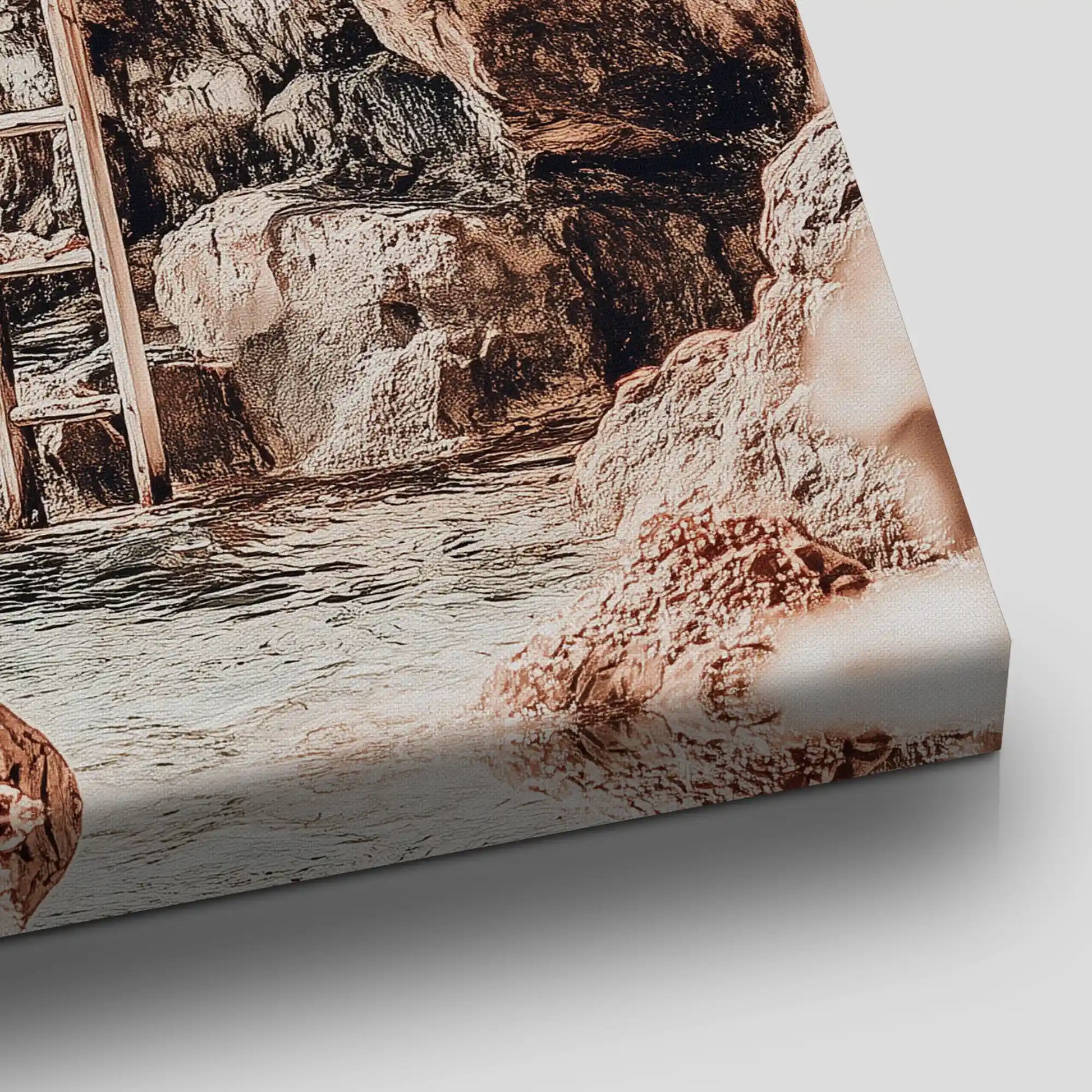 Cliffside Ladder Escape Canvas Wall Art