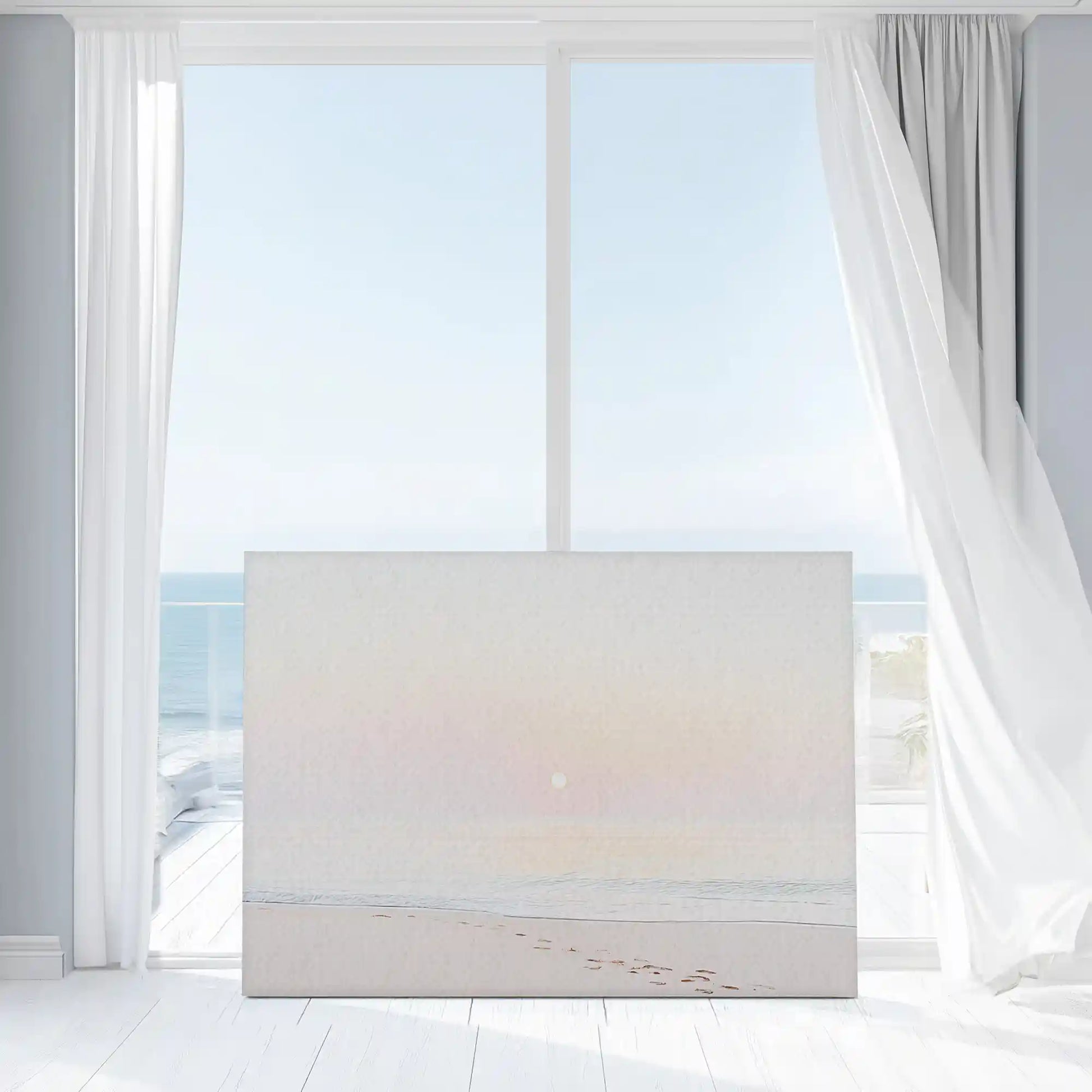 Neutral shoreline wall decor bringing calm and airy seaside mood to interiors