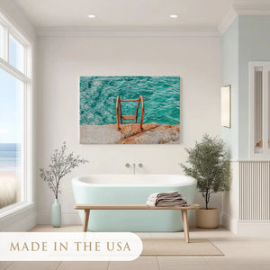 Dynamic turquoise sea painting adding modern coastal charm to contemporary décor