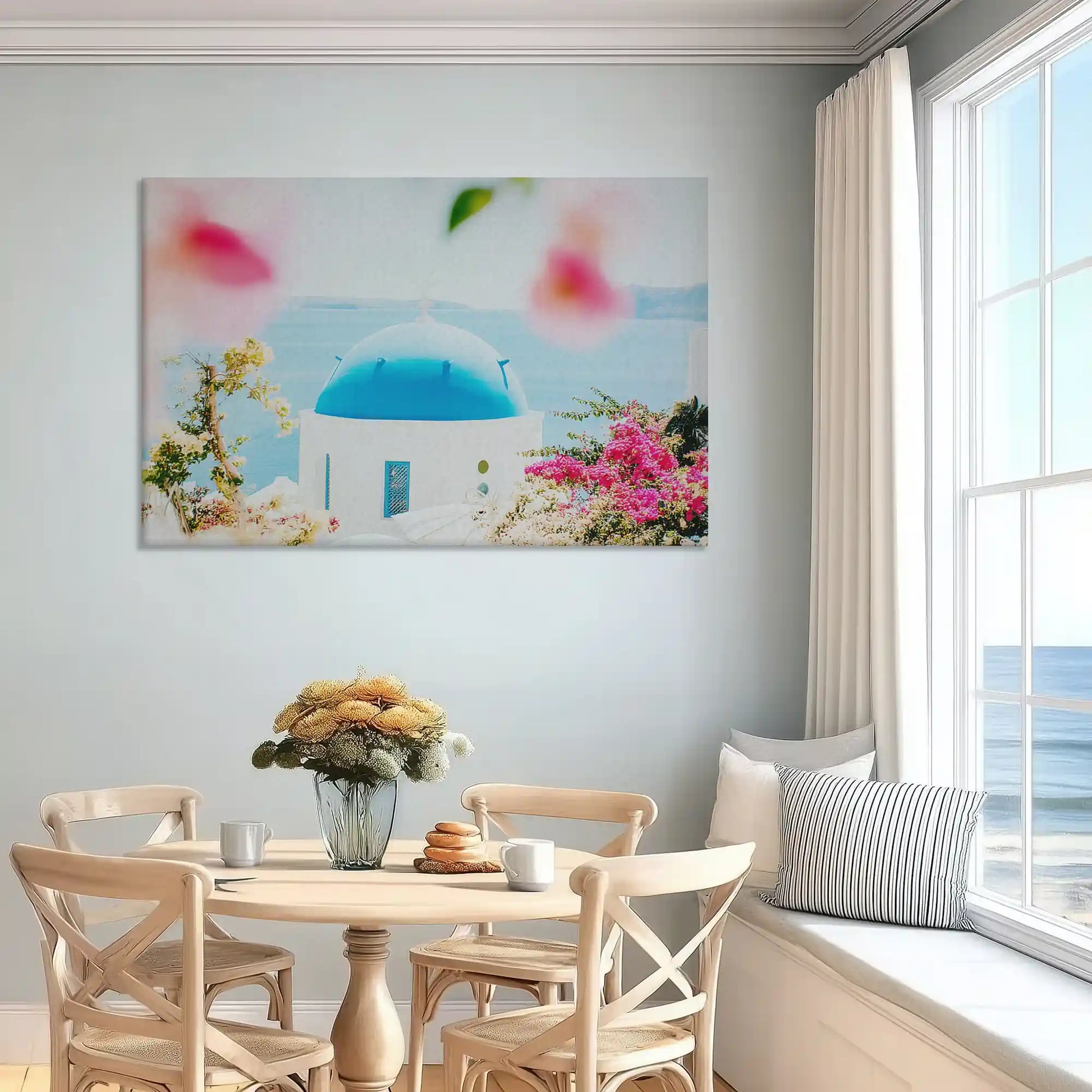 Sunlit coastal dome canvas wall art for dining room with fresh coastal tones