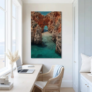 Muted turquoise seascape canvas print adding depth to modern decor