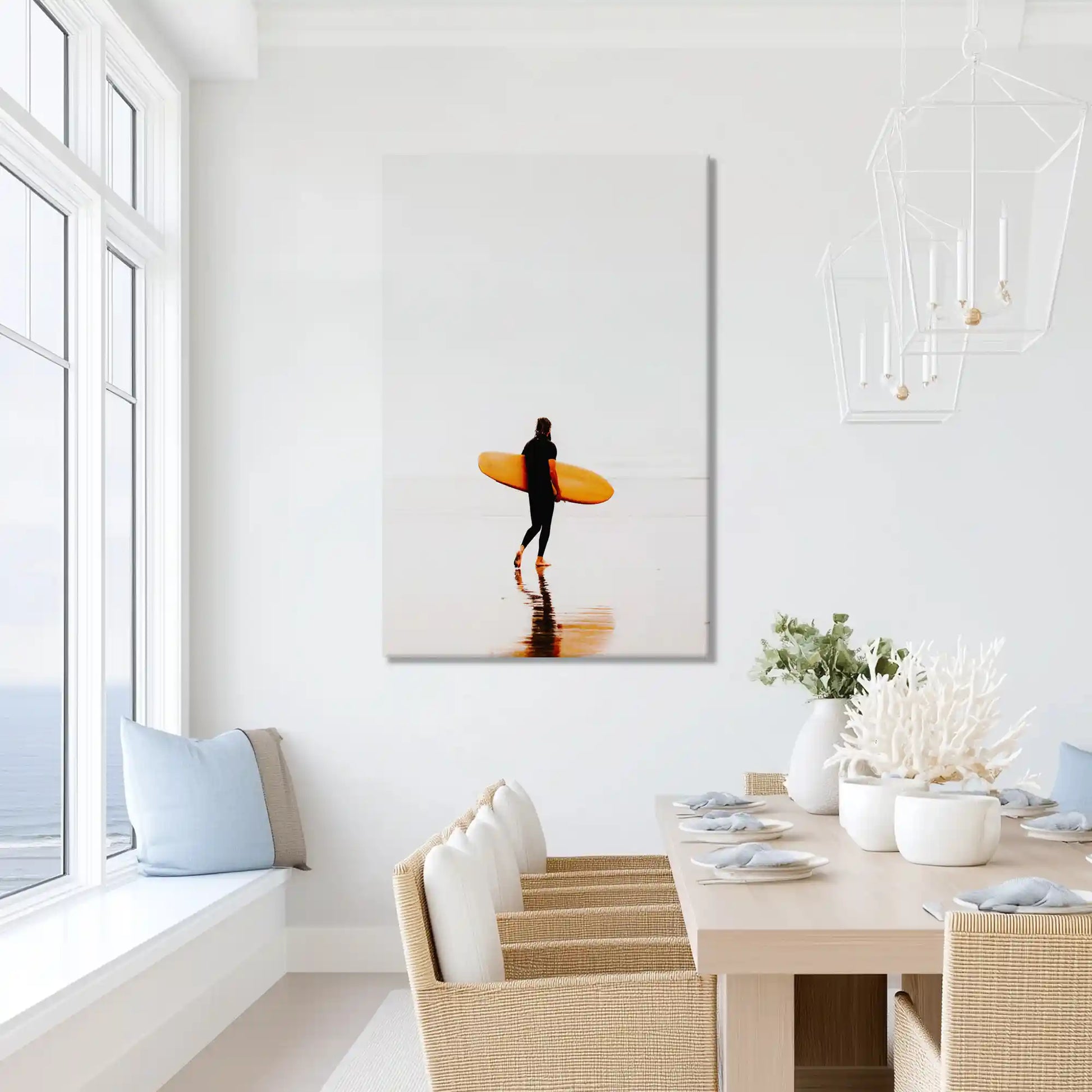 Oversized surfer canvas print ideal for bright and airy contemporary spaces