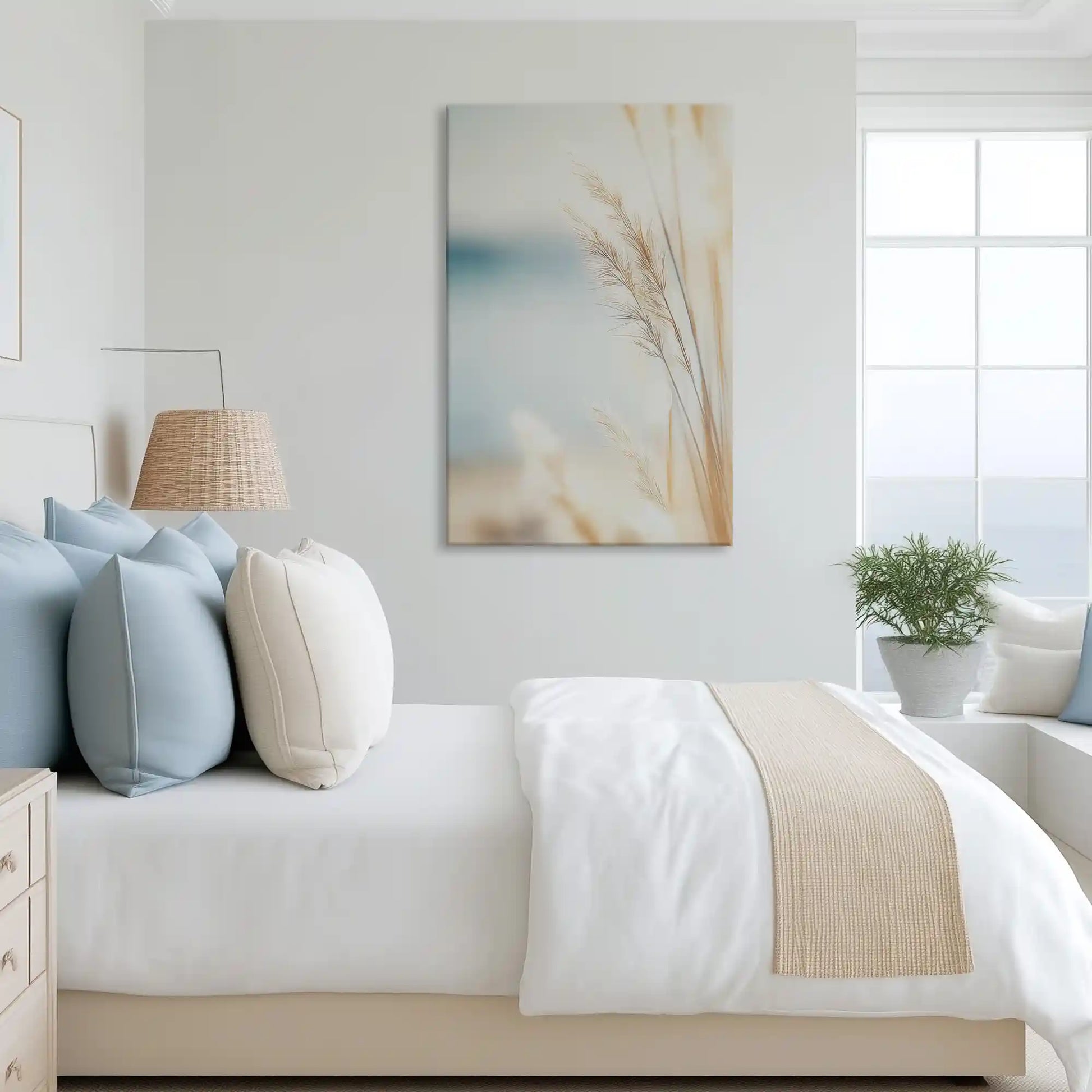 Tranquil dune reeds canvas art complementing airy neutral interiors