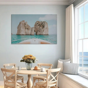 Large coastal wall art canvas of rocky seaside cliffs ideal for modern living room decor