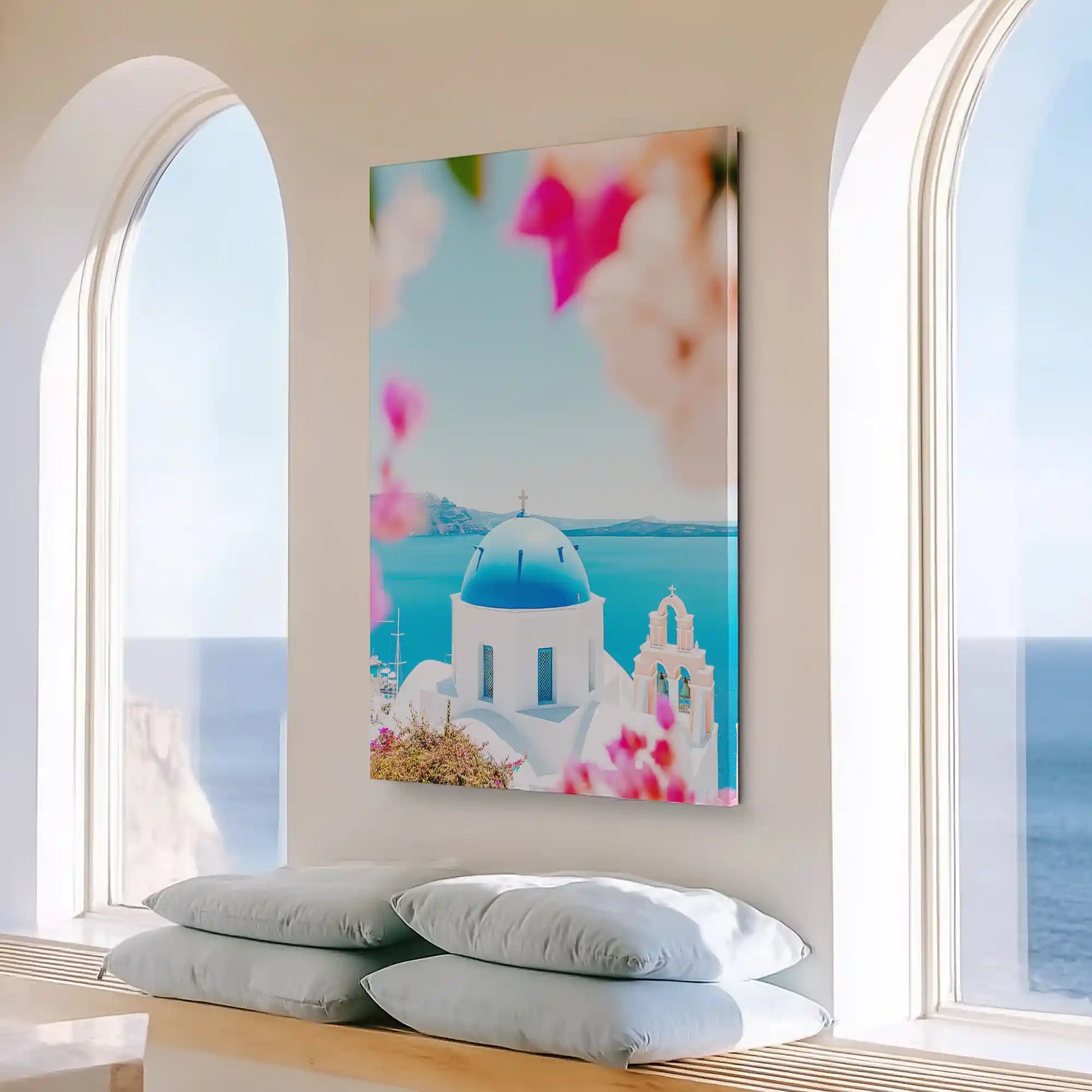 Large seaside dome painting perfect for bedroom placement, creating a tranquil and luminous escape