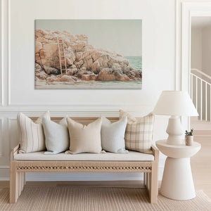 Large seaside rocks canvas print perfect for above sofa placement in airy rooms
