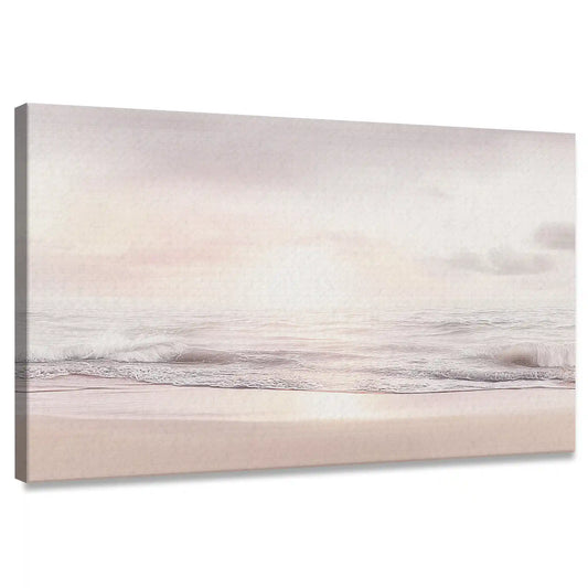 Soft pastel ocean canvas wall art with gentle waves for living room décor