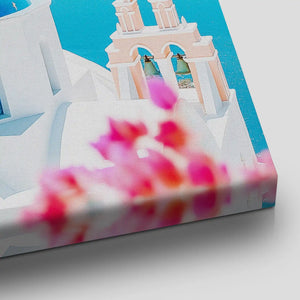 Santorini Blue Dome Canvas Wall Art