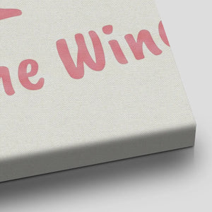 Typography-focused canvas wall art displaying 'Pause and Savor the Wine' with clean lines and pastel color palette.