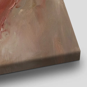 Modern canvas art showcasing an abstract pink heart with expressive brushstrokes on a soft, diffused background.