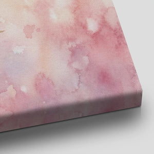 Painterly canvas wall decor with a symmetrical composition of birds and blossoms, evoking a serene and romantic mood.