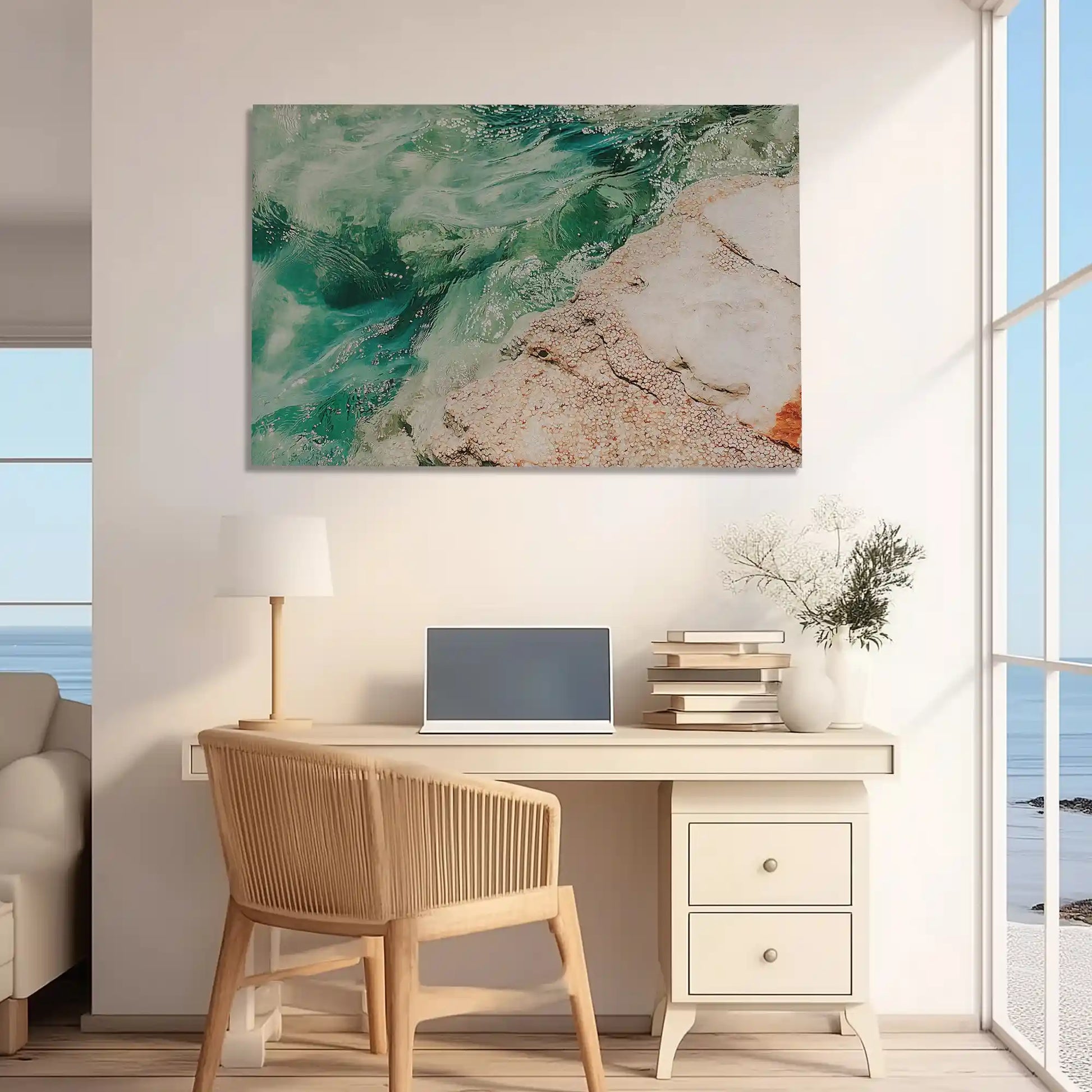 Oversized ocean wave canvas print styled as striking wall decor for homes