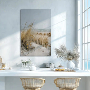 Soft beige dune grass canvas print adding natural coastal calm to wall decor