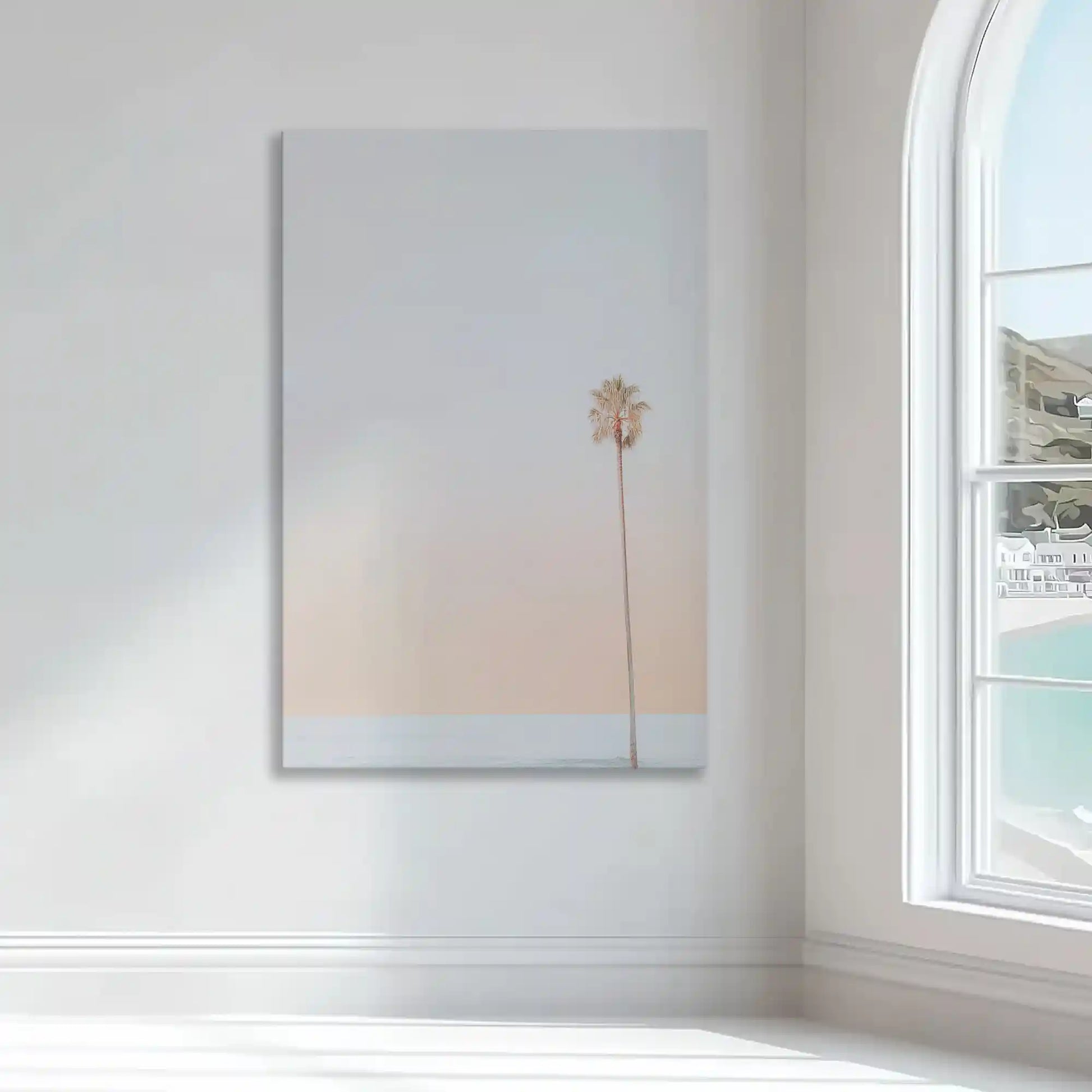 Blush and neutral coastal wall decor bringing calm tropical charm to modern interiors