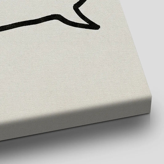 Minimalist canvas wall art with black and white speech bubbles stacked vertically on an off-white background