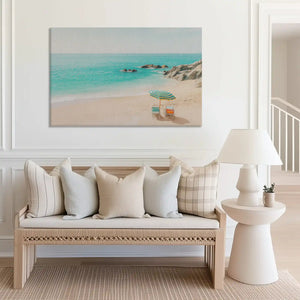 Large beachside canvas art perfect for bedroom above bed placement