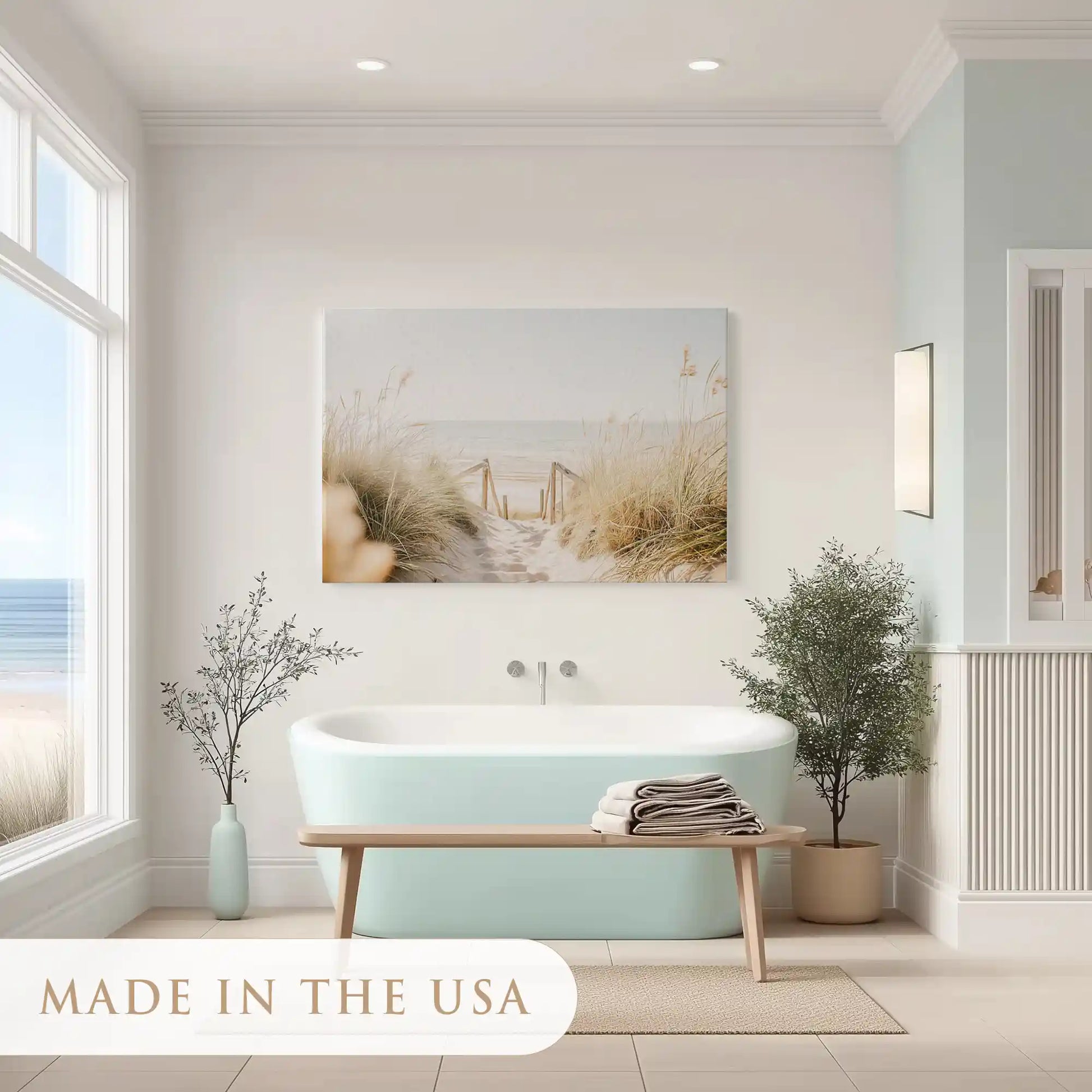 Calm sandy dune canvas art with muted tones for airy minimalist living rooms
