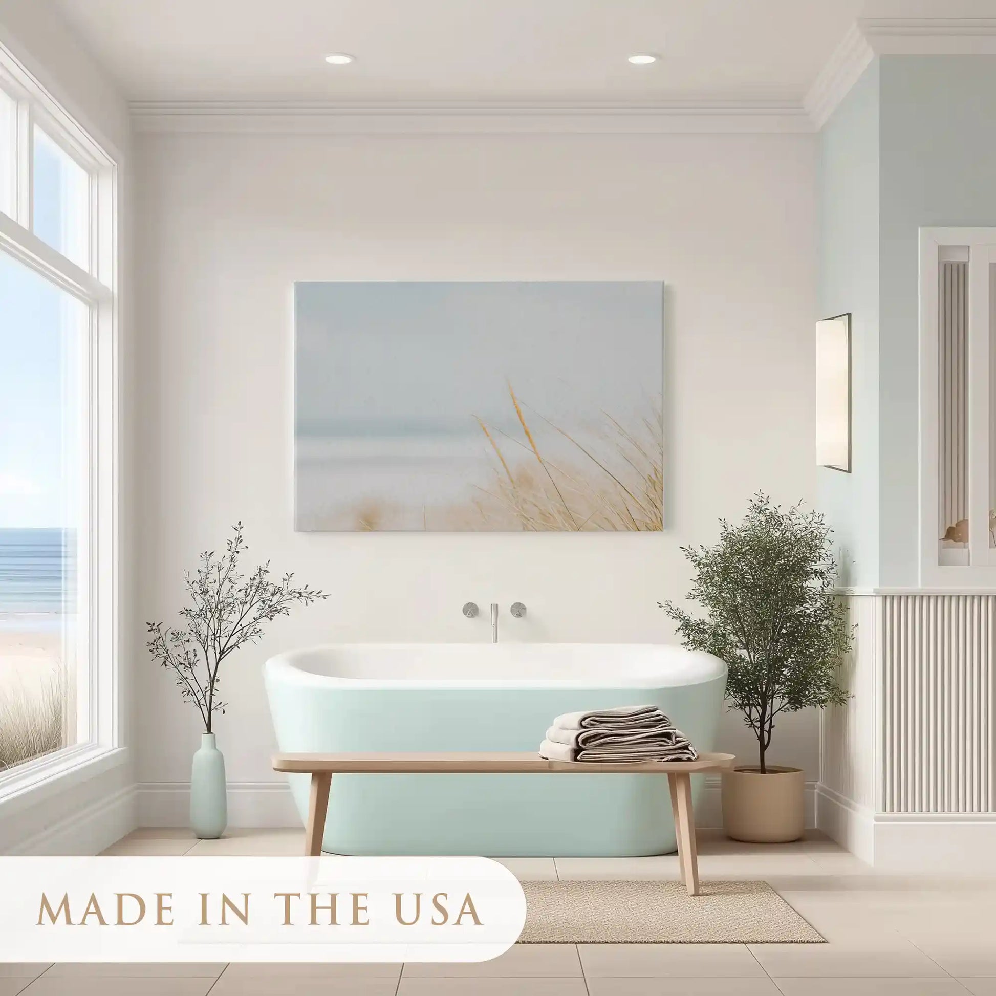 Peaceful coastal dune painting adding natural charm to contemporary interiors