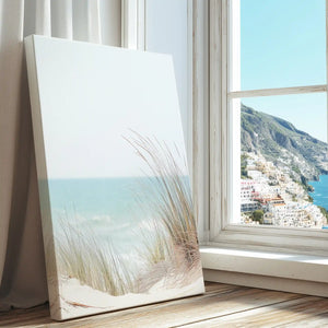 Seaside dune grass captured in a calming canvas print with soft minimalist coastal style