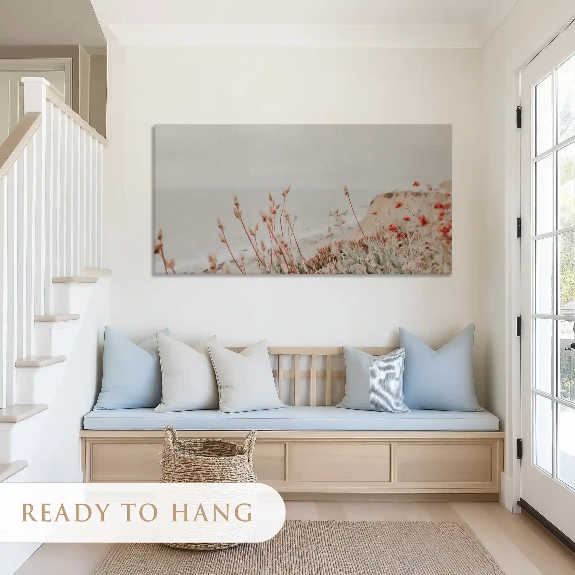 Peaceful wildflower canvas art with muted tones for airy modern living rooms