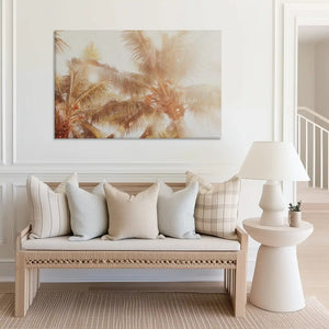 Large tropical palms canvas print perfect for above sofa placement in airy spaces