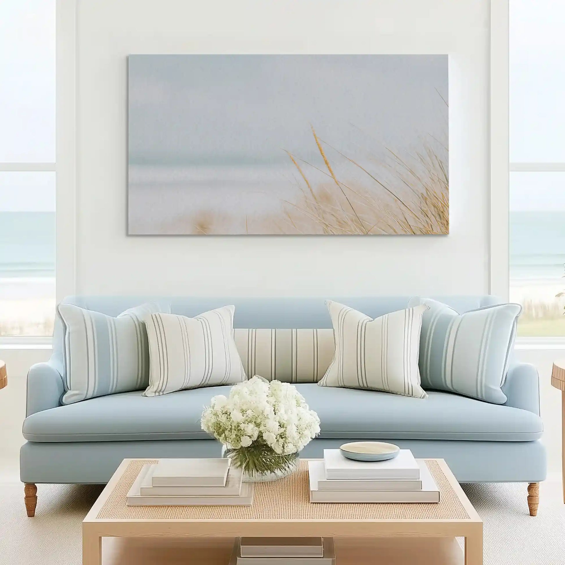 Tranquil dune grass canvas wall art complementing Scandinavian-inspired décor