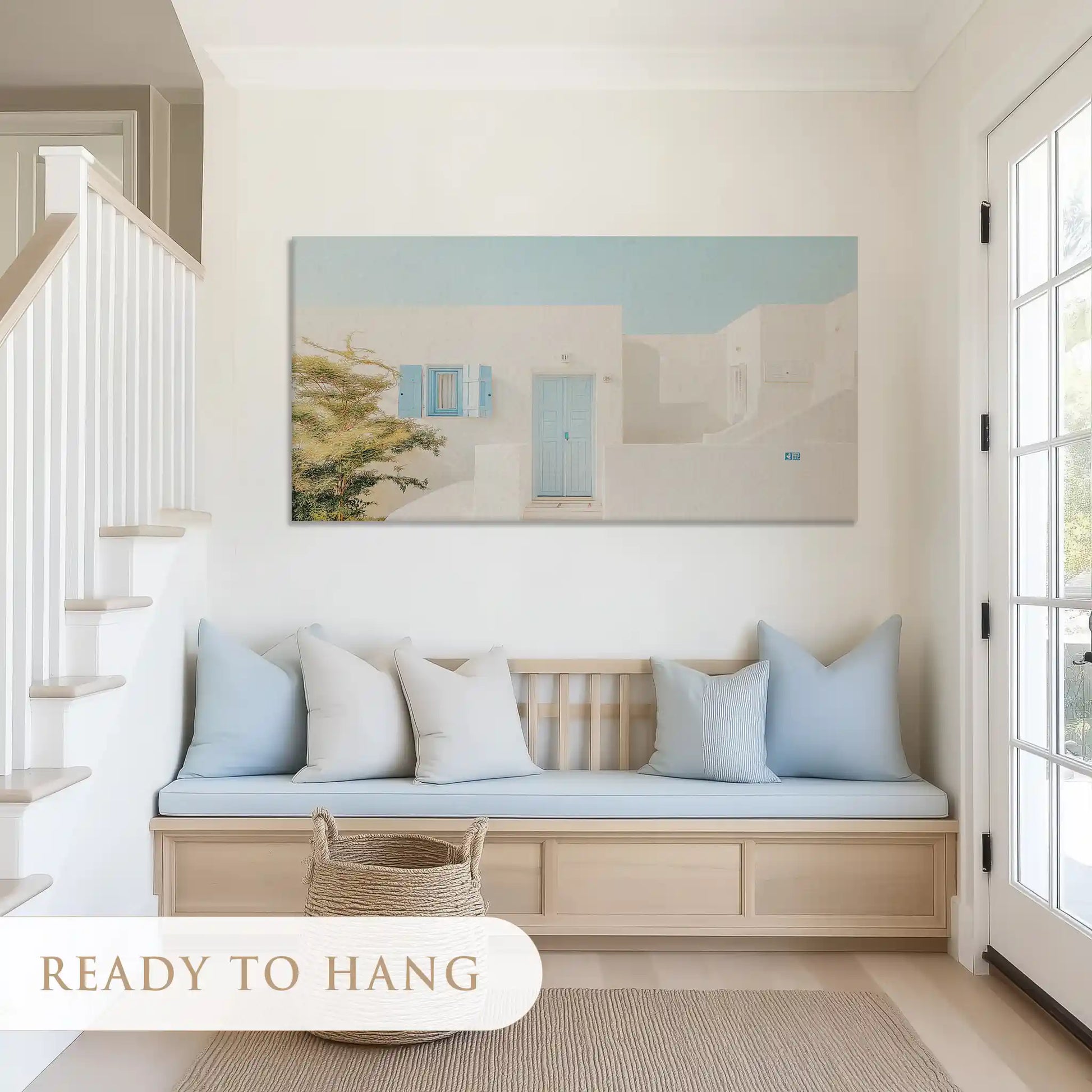 Peaceful coastal house painting adding Mediterranean charm to contemporary spaces