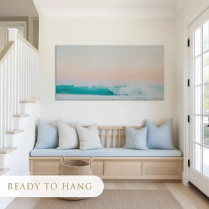 Textured ocean wave canvas art complementing light modern interiors