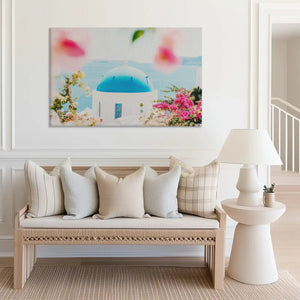 Large seaside village painting perfect for bright and airy bedroom walls