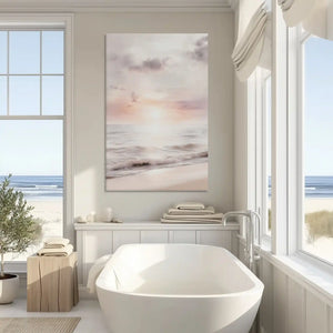 Romantic beach sunrise canvas art enhancing modern wall decor with serene coastal vibes