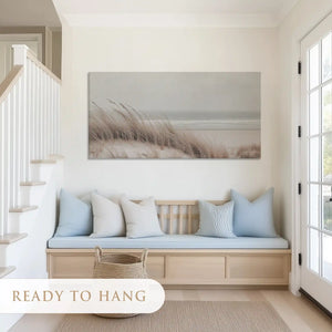 Calm shoreline canvas art with muted tones for airy and contemporary interiors