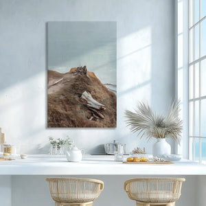 Soft natural cliff and wood canvas print adding rustic textures to modern wall decor