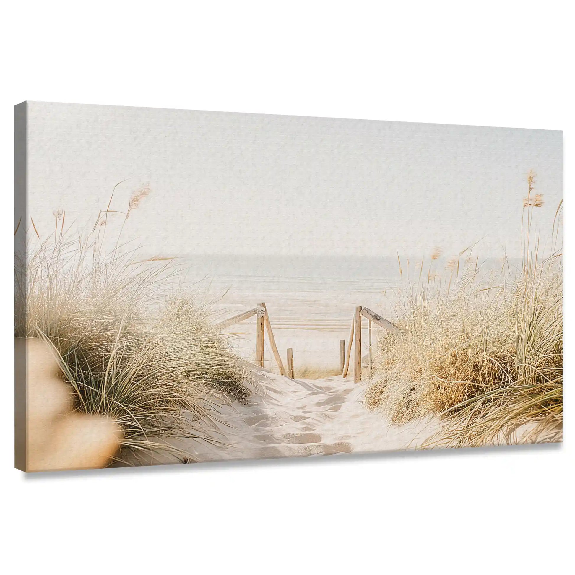 Minimalist dune path canvas wall art with soft sandy tones for living room décor