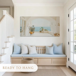 Calm seaside view canvas art with pastel tones for airy and minimalist living room décor