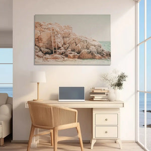 Oversized seaside cliff canvas print styled as natural wall decor for homes