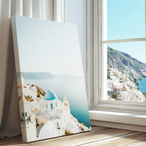 Sunlit Aegean sea captured in canvas print with modern coastal style
