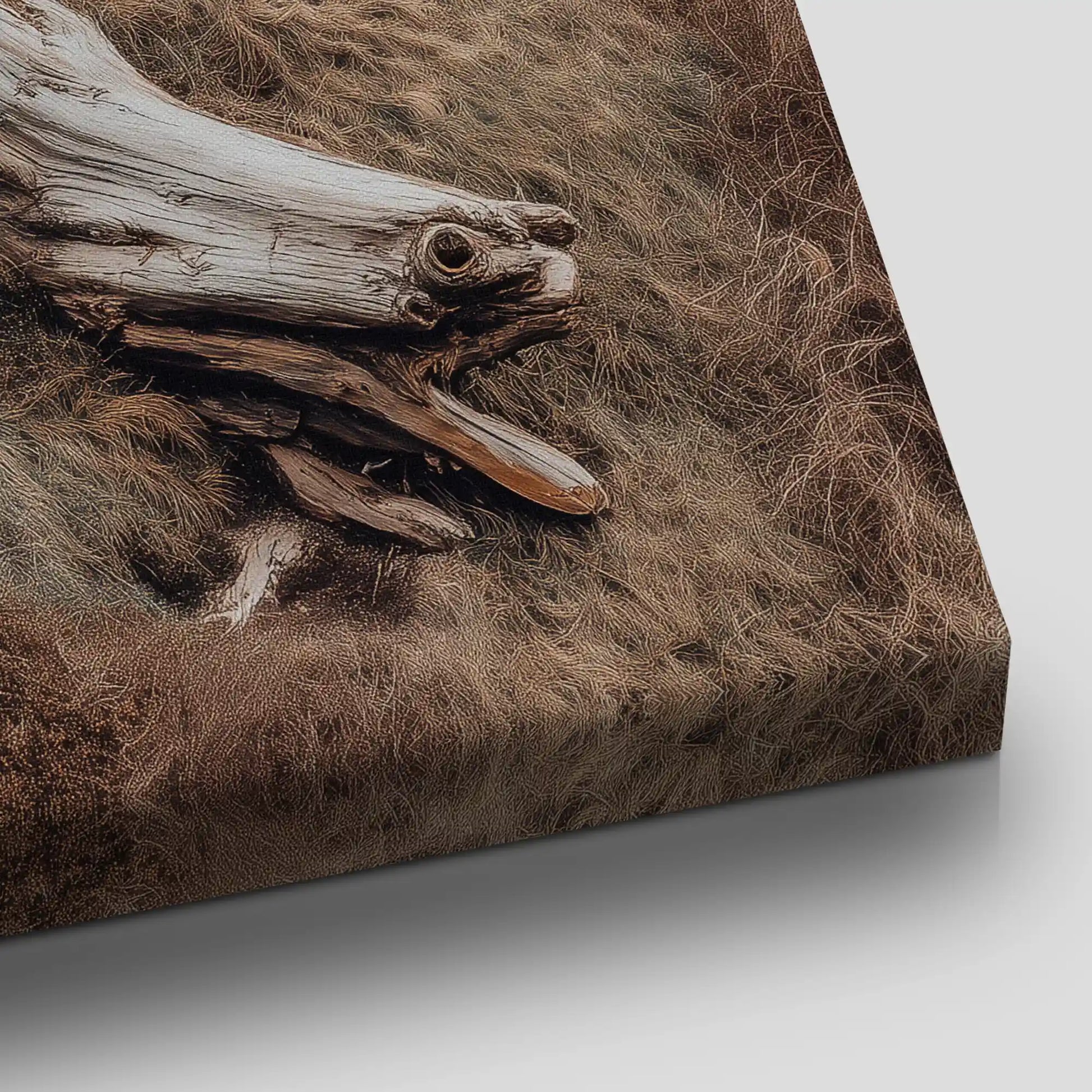 Weathered Cliffside Driftwood Canvas Wall Art