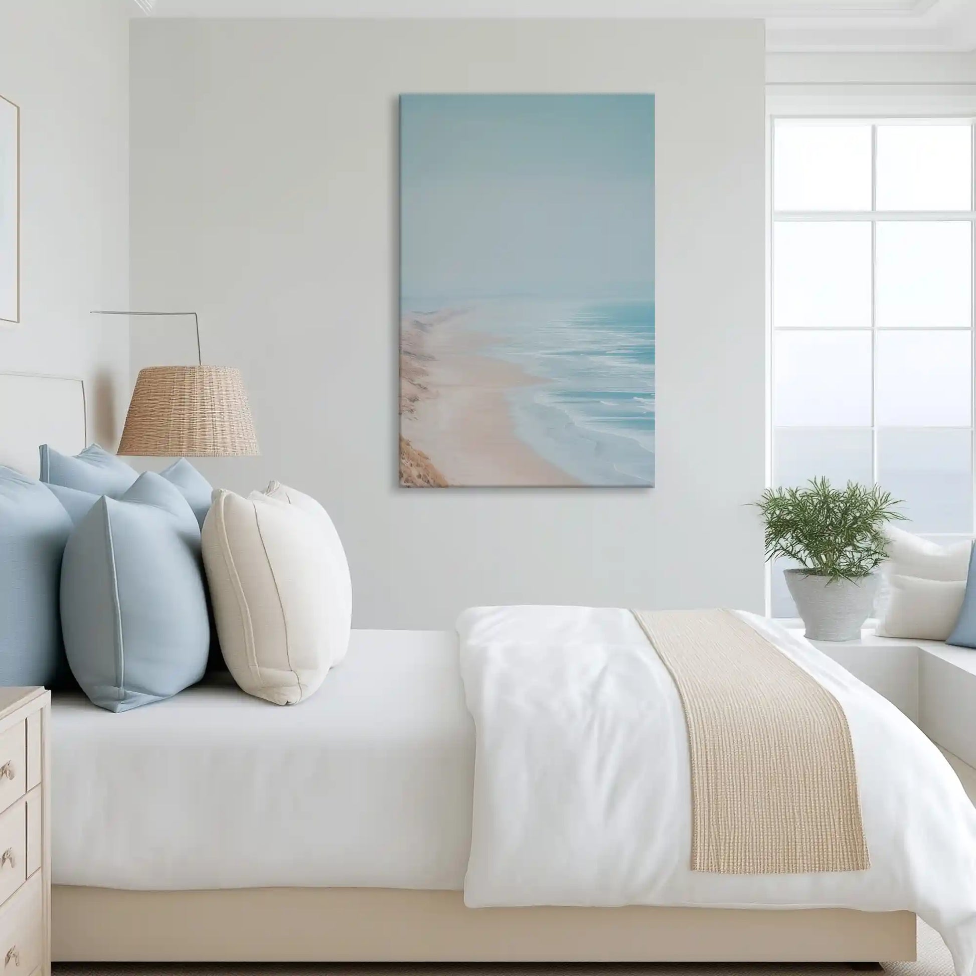Tranquil seascape canvas art complementing airy neutral interiors