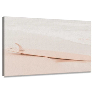 Minimalist coastal canvas wall art with soft beige ocean waves and gentle shoreline design