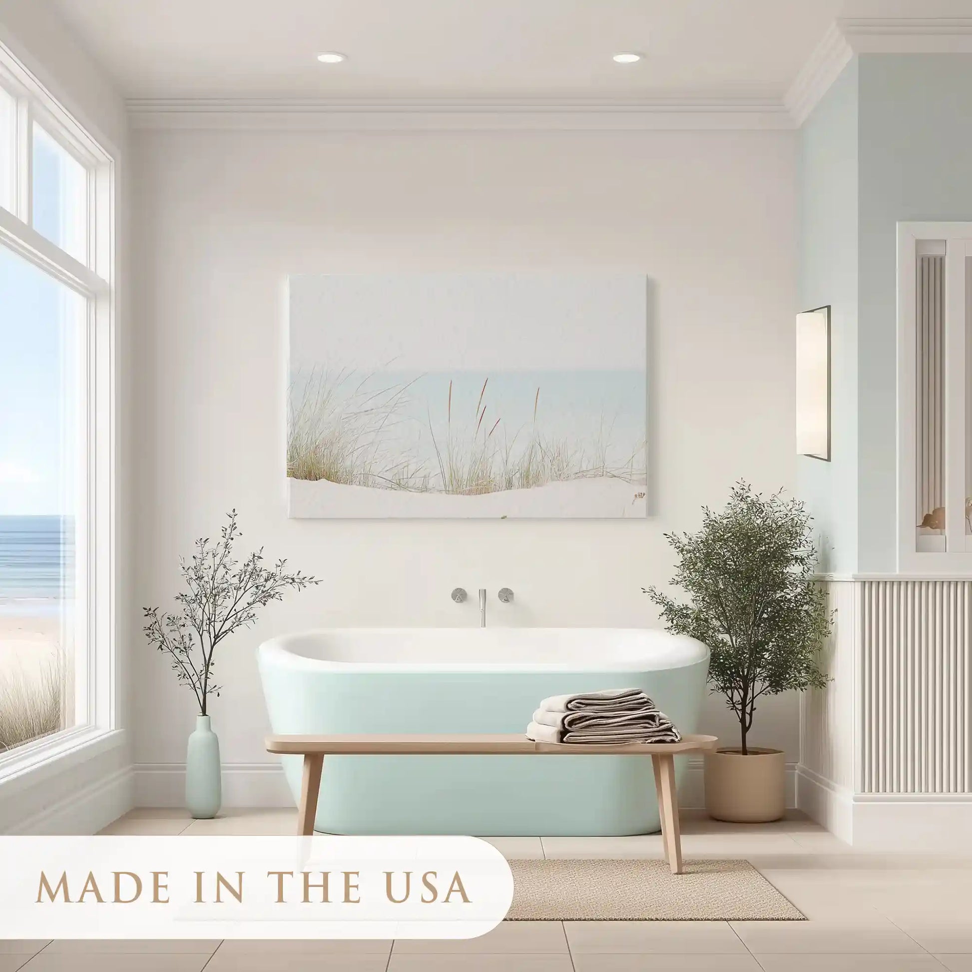 Peaceful dune grass painting adding coastal charm to contemporary interiors