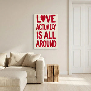 Flat-rendered canvas artwork with affectionate message in bold red text, arranged in four centered lines with even spacing.
