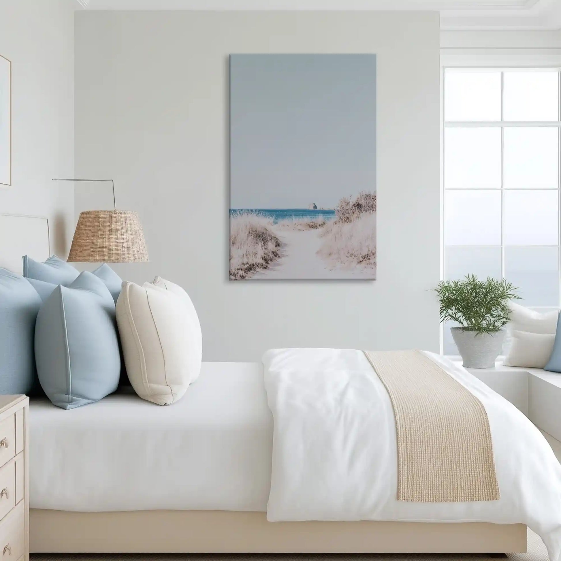 Tranquil sandy trail canvas art complementing airy neutral decor