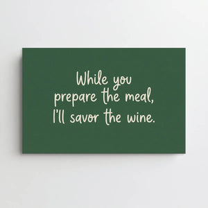 Canvas wall art in horizontal orientation with humorous phrase and minimalist design